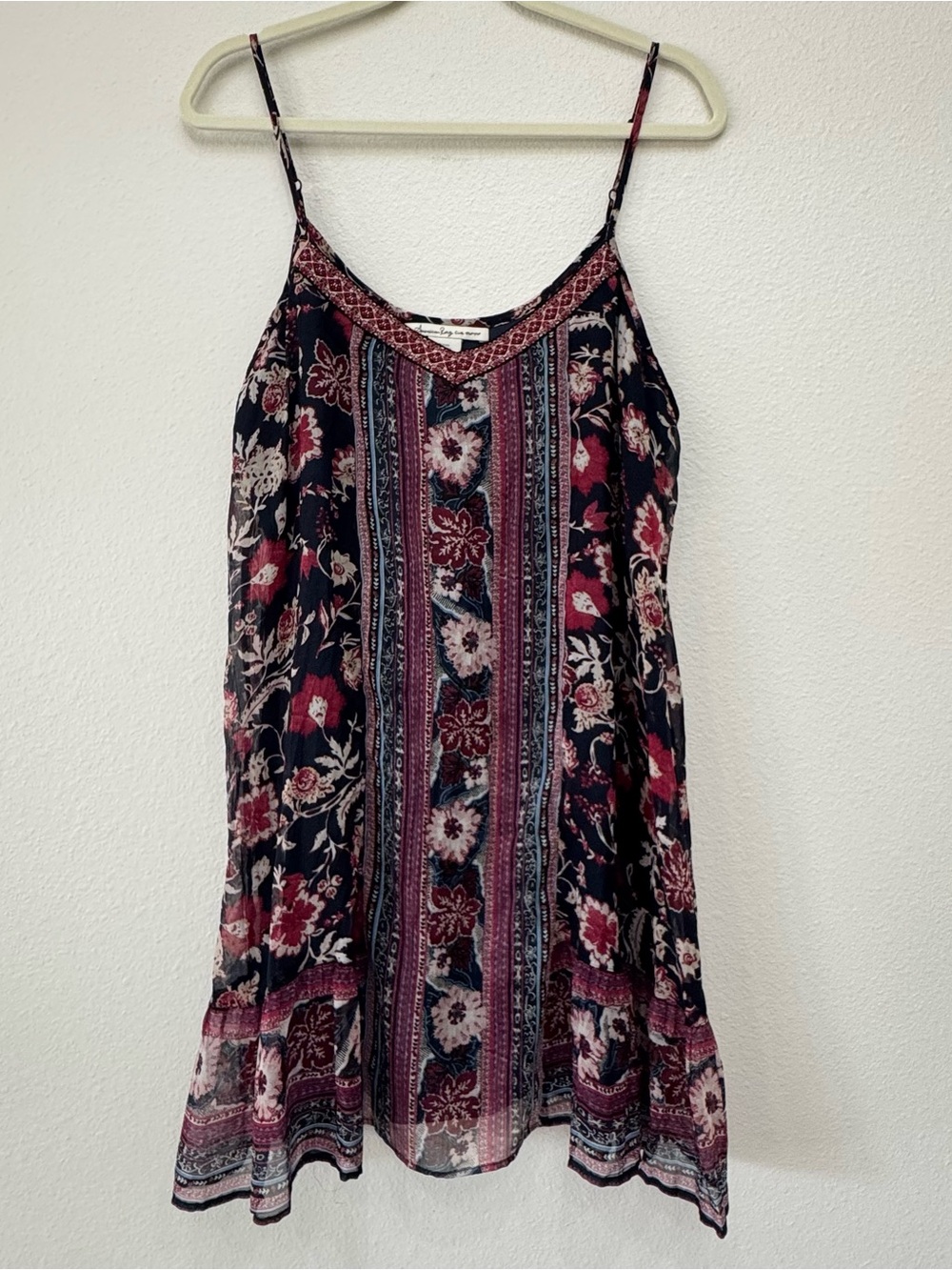 American Rag Cie Wmns Boho Floral Patchwork Cami Tunic Mini Dress XL #coquette